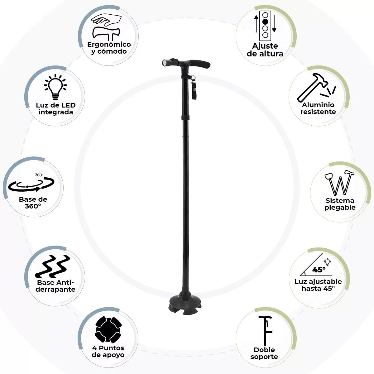 Bastón Plegable con Luz LED
