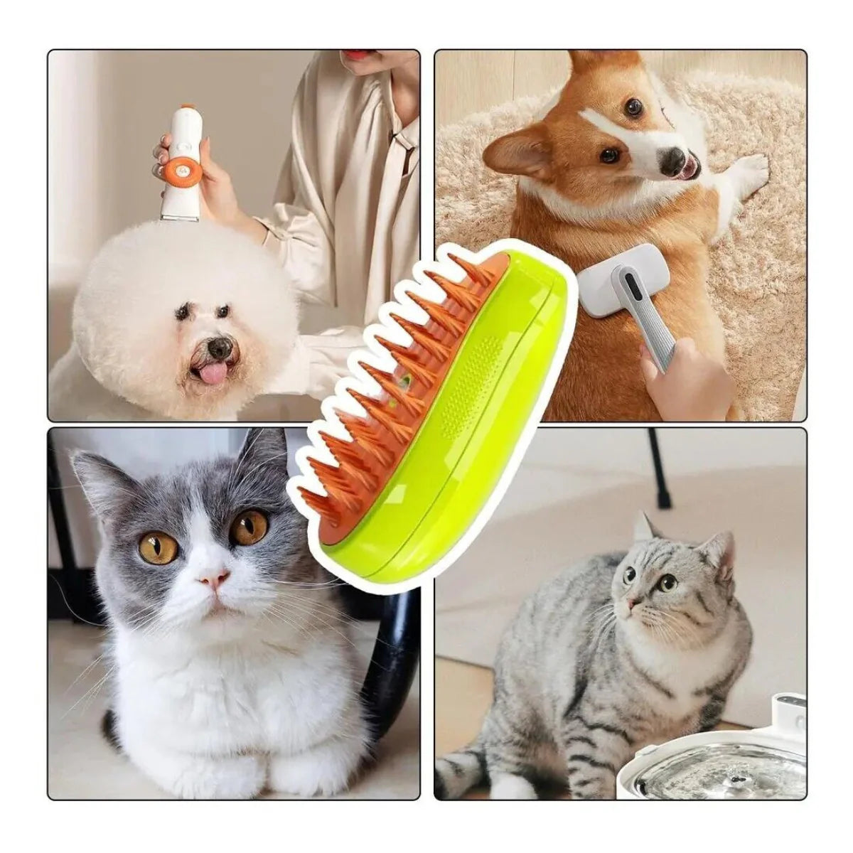 Cepillo de Vapor 3 en 1 para Mascotas