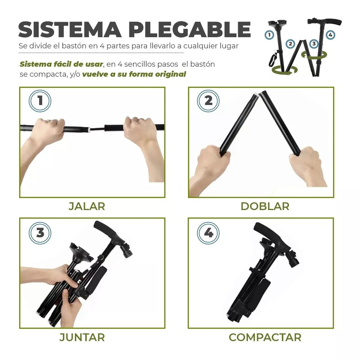 Bastón Plegable con Luz LED