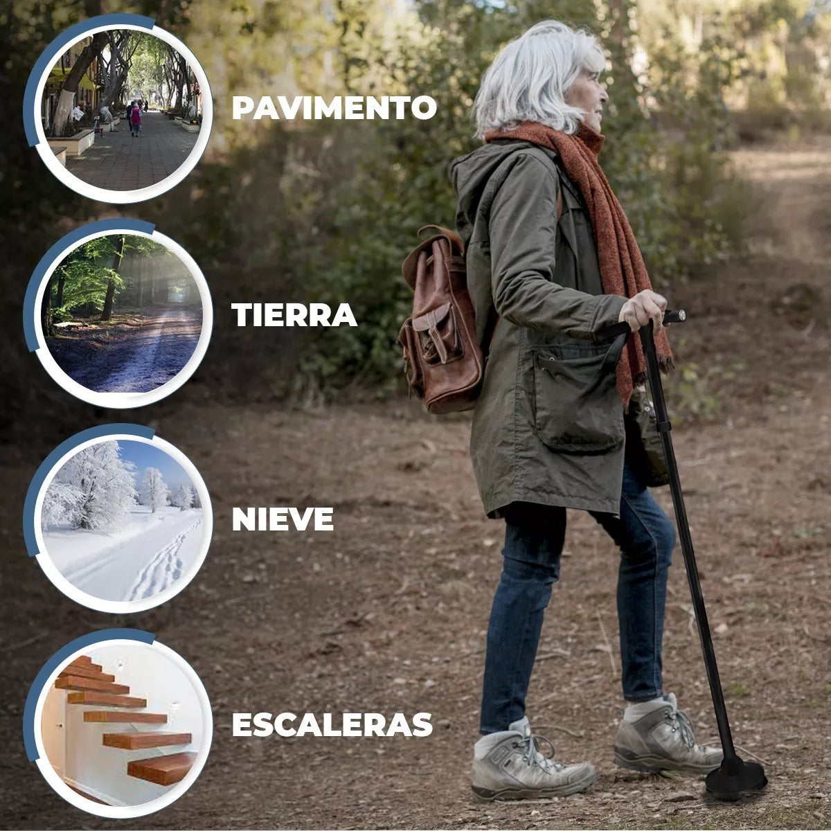 Bastón Plegable con Luz LED