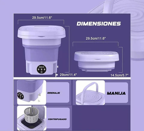 Mini Lavadora Plegable Portátil 8 Litros